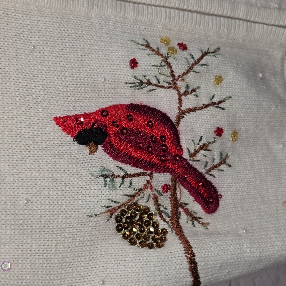 Vintage Tiara International Red Cardinal Ugly Christmas Sweater Womens Size M - Picture 4 of 14